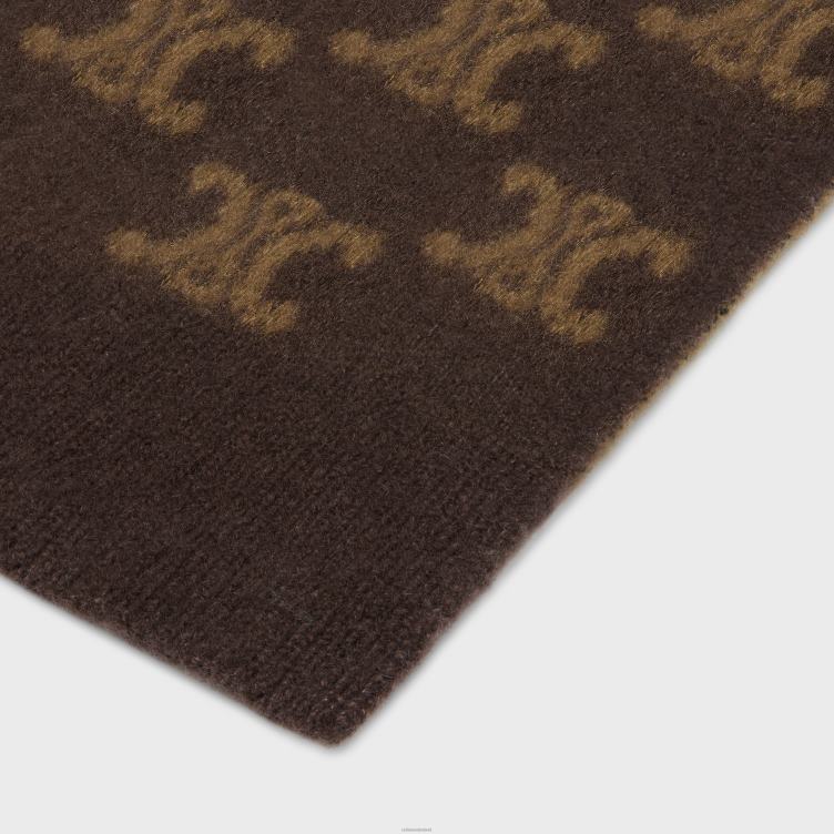 CELINE bruin sjaal van monogramwol, kasjmier en zijde 4TLH81183