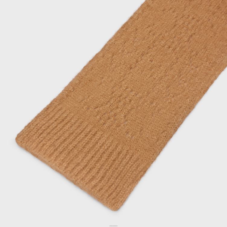 CELINE kameel sjaal van kasjmier en zijden pointelle 4TLH81177