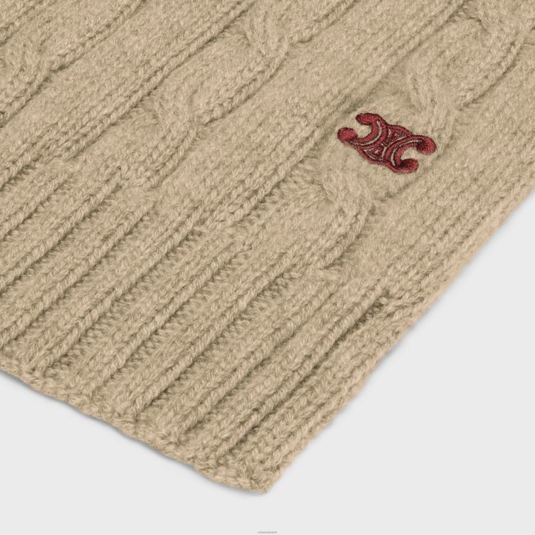 CELINE licht taupe Kabelgebreide triomphe-sjaal van kasjmier 4TLH81185