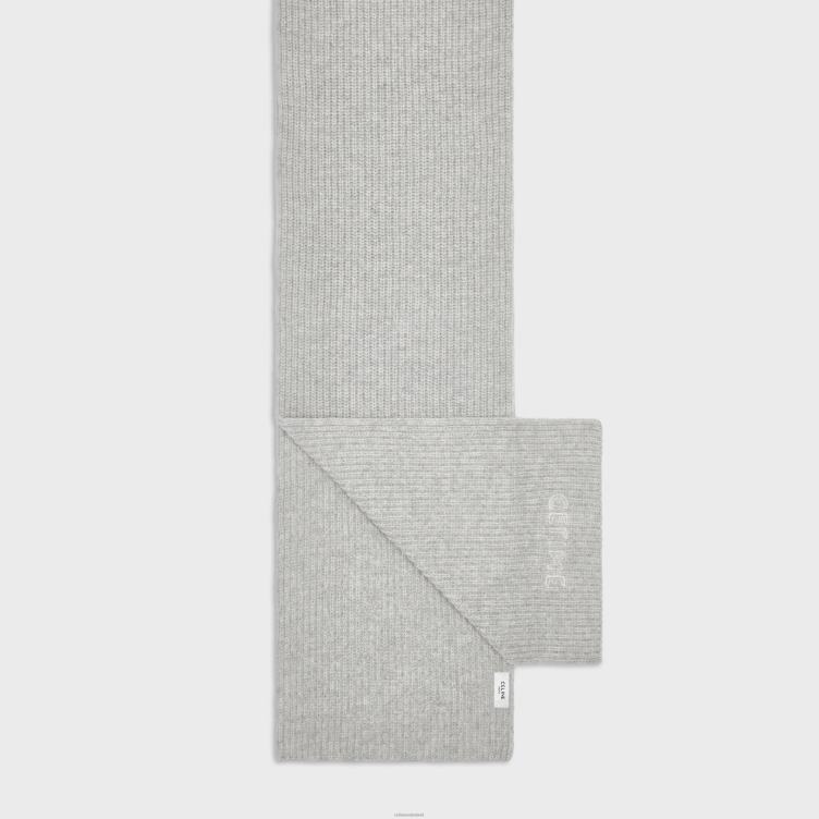 CELINE lichtgrijs sjaal van geribde, gevilte wol 4TLH82256