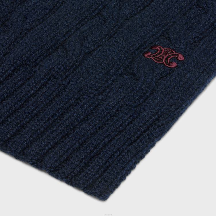 CELINE marine Kabelgebreide triomphe-sjaal van kasjmier 4TLH81180