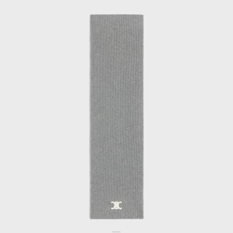 CELINE middelgrijs triomphe sjaal van erfgoed kasjmier 4TLH81171