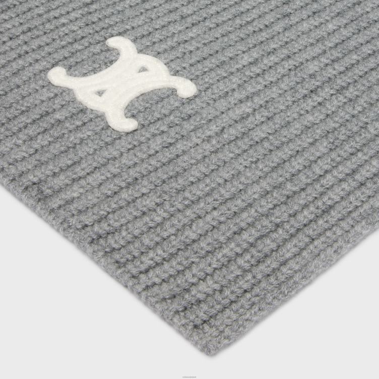 CELINE middelgrijs triomphe sjaal van erfgoed kasjmier 4TLH81171