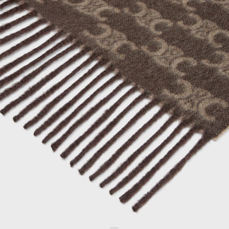 CELINE taupe/beige sjaal van monogram kasjmier 4TLH81197