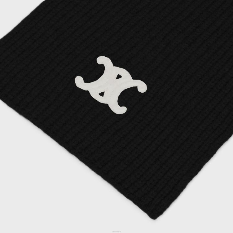 CELINE zwart triomphe sjaal van naadloos kasjmier 4TLH81169