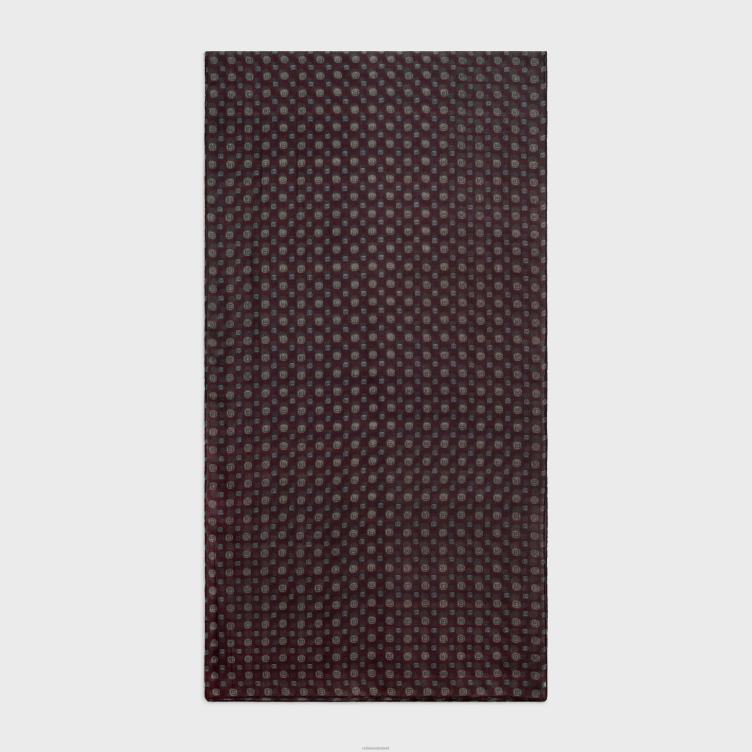 CELINE Bordeaux Stola van kasjmiermousseline met biscottoprint 4TLH81199