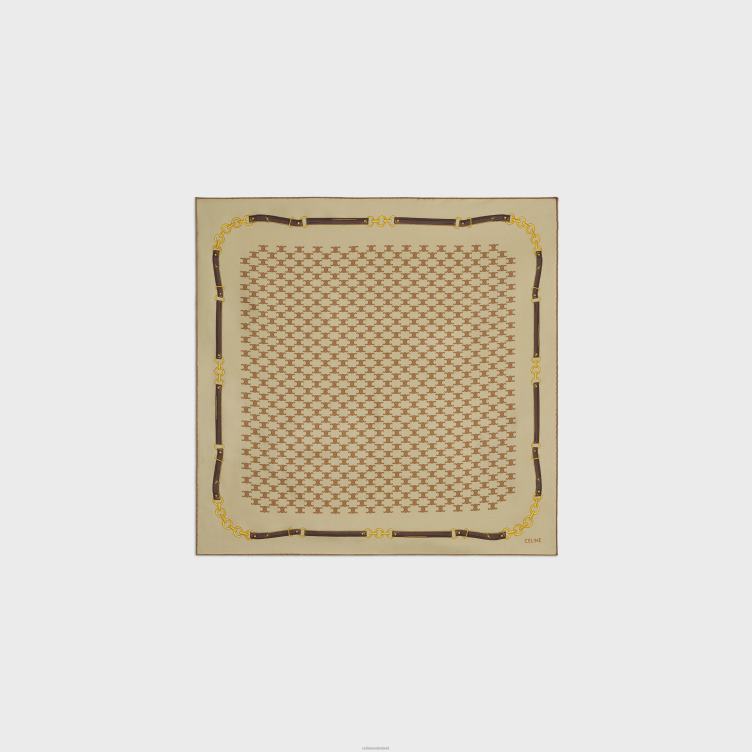 CELINE beige bandana van klassieke zijden keperstof 4TLH81216