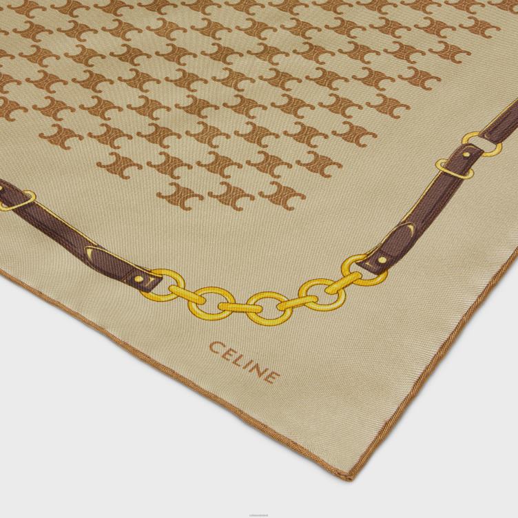 CELINE beige bandana van klassieke zijden keperstof 4TLH81216