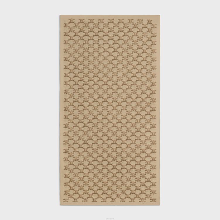 CELINE beige/bruin stola van kasjmiermousseline met monogram 4TLH81052