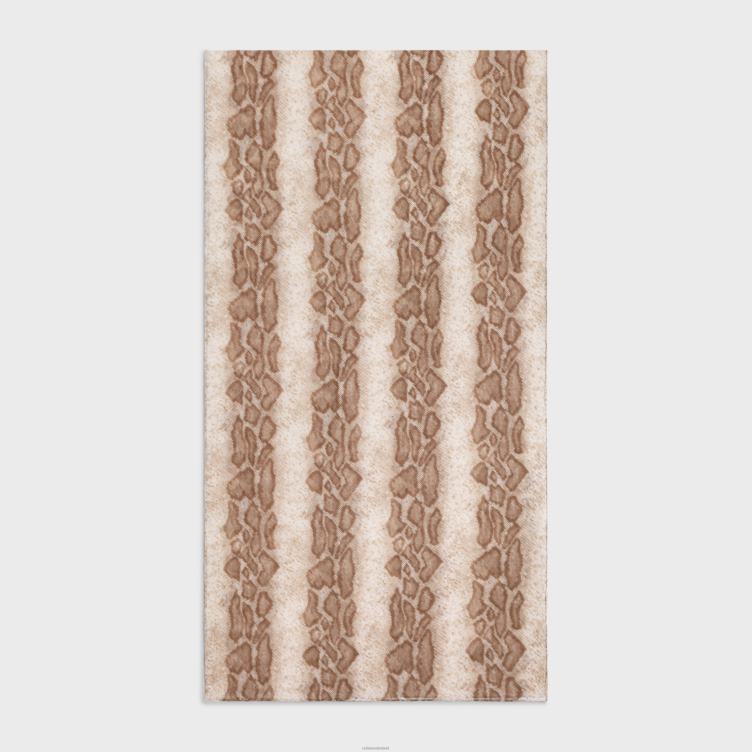 CELINE beige/marron Stola van kasjmiermousseline met slangenprint 4TLH81202