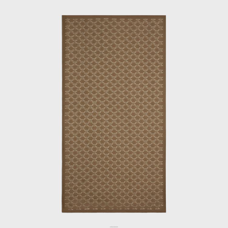 CELINE bruin/beige stola van kasjmiermousseline met monogram 4TLH81196