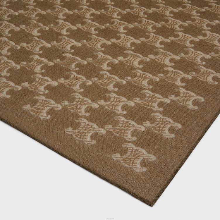 CELINE bruin/beige stola van kasjmiermousseline met monogram 4TLH81196