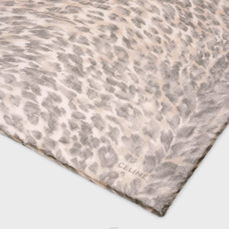 CELINE grijs stola van kasjmiermousseline met lynxprint 4TLH81203