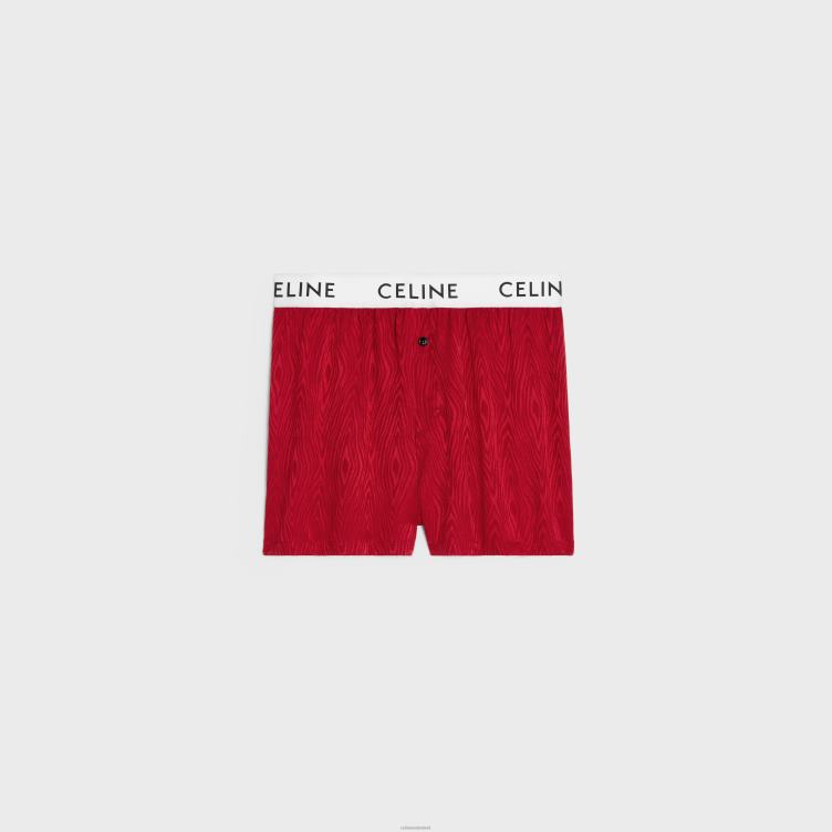 CELINE karmijn boxershorts van glinsterende zijden cady 4TLH82270