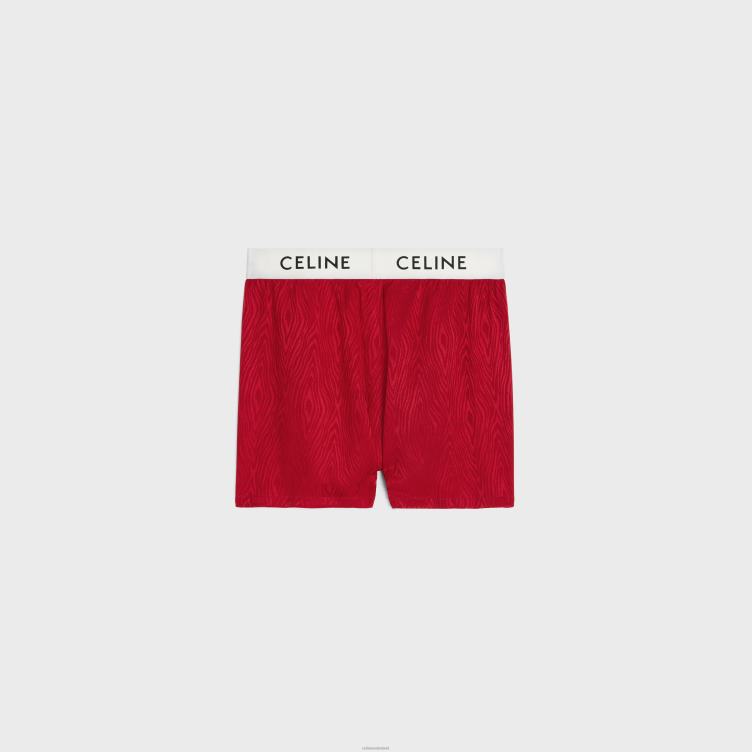 CELINE karmijn boxershorts van glinsterende zijden cady 4TLH82270