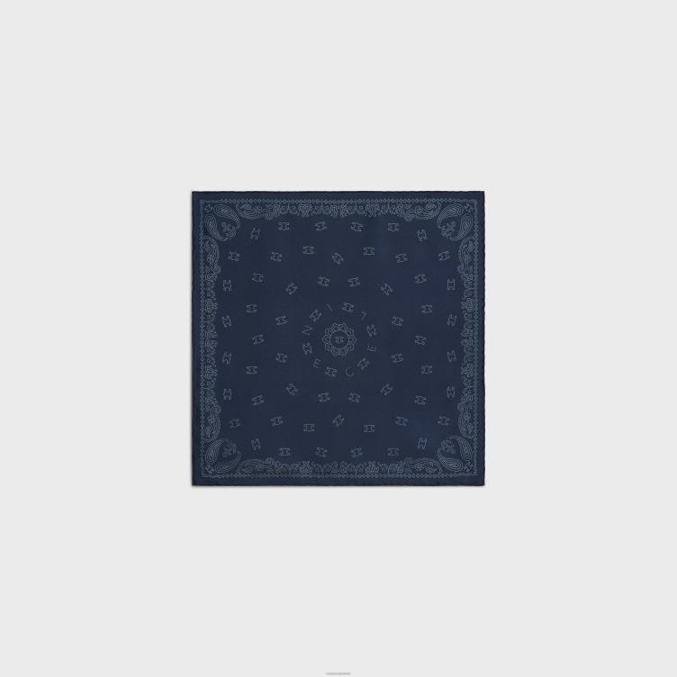 CELINE marine/crème bandana van zijdekeperstof 4TLH81211