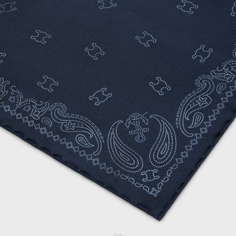 CELINE marine/crème bandana van zijdekeperstof 4TLH81211