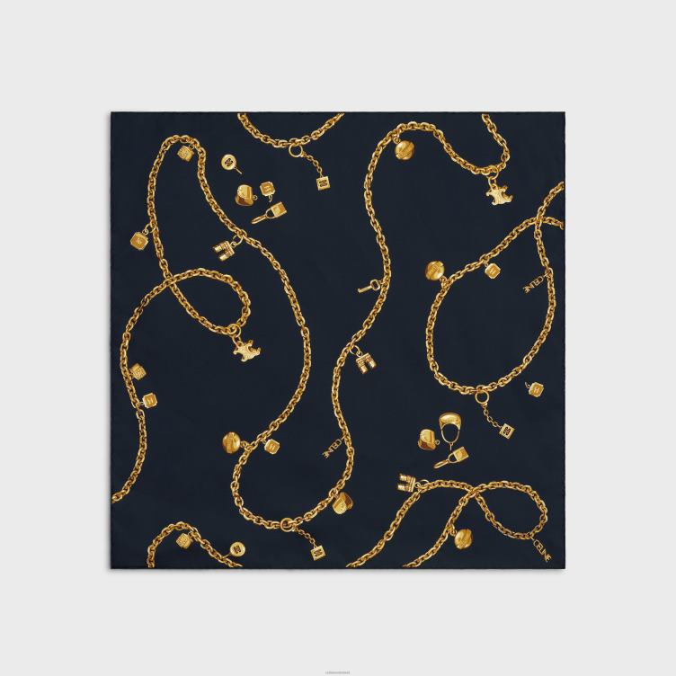 CELINE marine vierkant in keten kwastjes zijde twill 4TLH81205