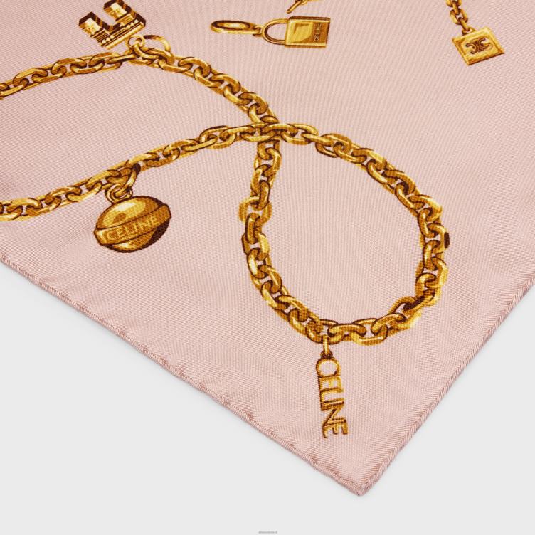 CELINE oude roos vierkant in keten kwastjes zijde twill 4TLH81206