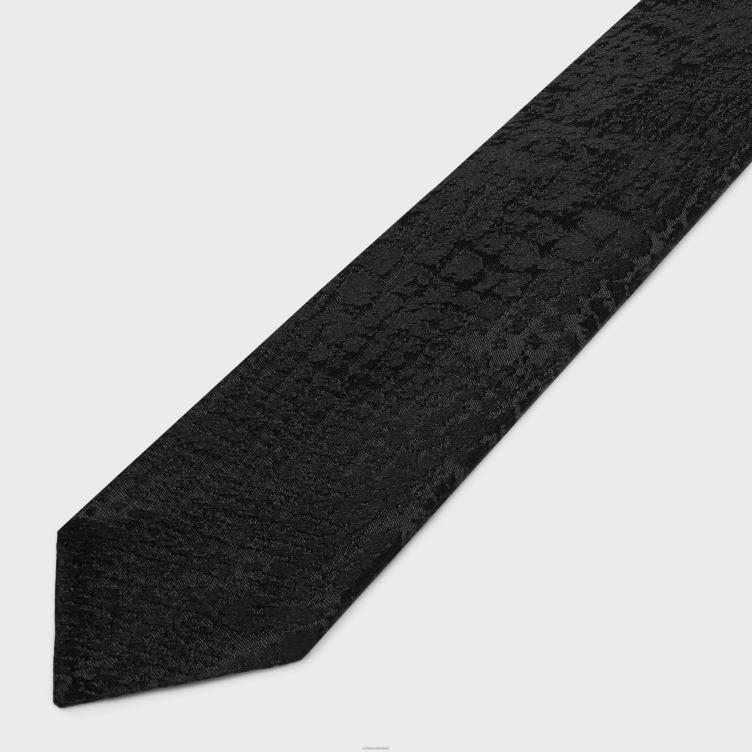CELINE zwart dunne stropdas van zijdejacquard 4TLH82266