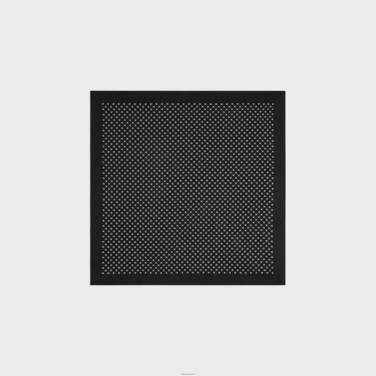 CELINE zwart/gebroken wit bandana van triomphe zijdesatijn 4TLH82191