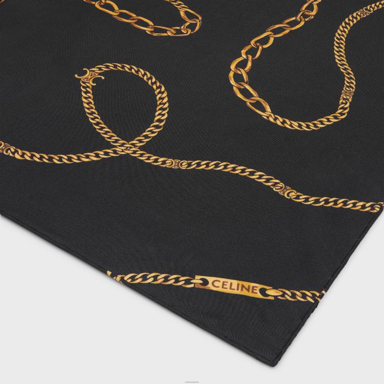 CELINE zwart vierkant van zijden twill met ketting 4TLH81204