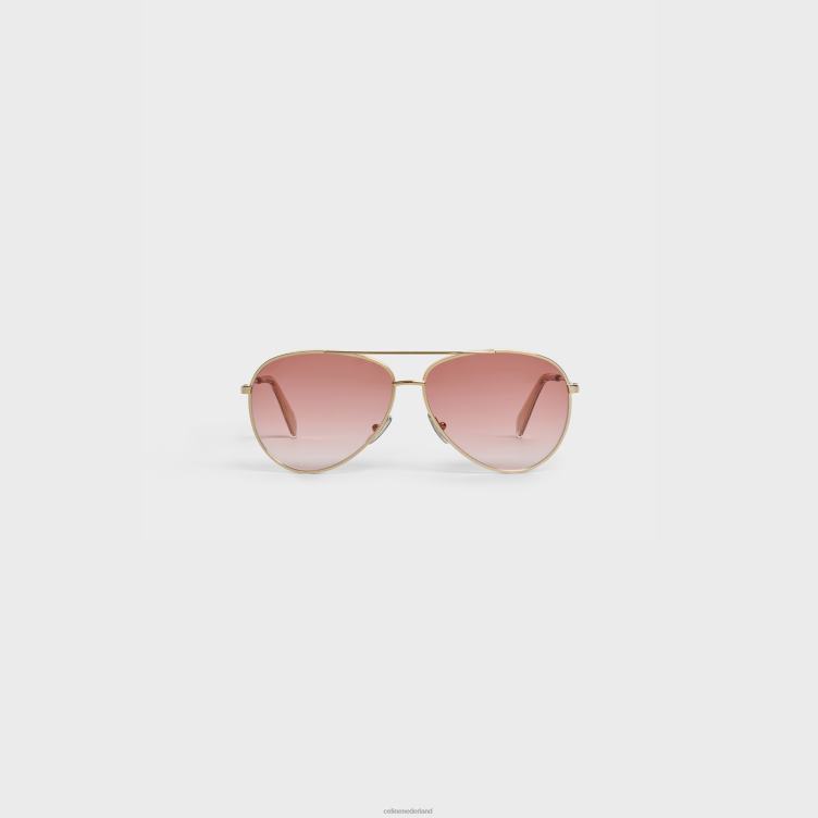 CELINE goud/gradiënt roze metalen frame 02 zonnebril van metaal 4TLH81125