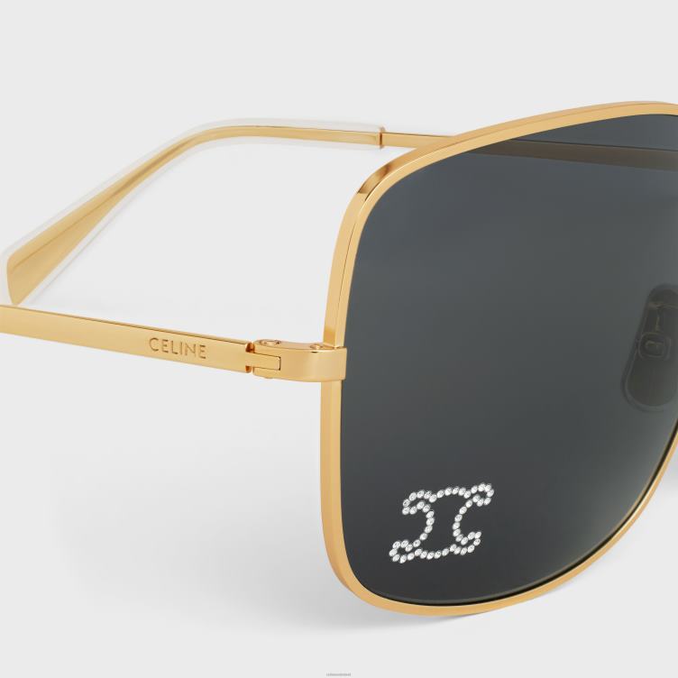 CELINE goud/rook triomphe rhinestone 01 zonnebril van metaal met kristallen 4TLH81120