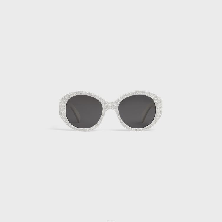 CELINE wit ronde s240 zonnebril van acetaat met kristallen 4TLH81142