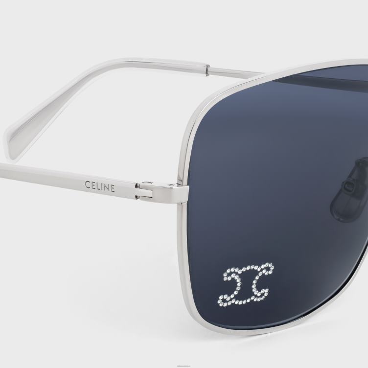 CELINE zilver grijs triomphe rhinestone 01 zonnebril van metaal met kristallen 4TLH81121