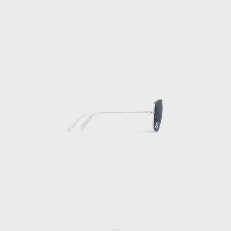 CELINE zilver grijs triomphe rhinestone 01 zonnebril van metaal met kristallen 4TLH81121