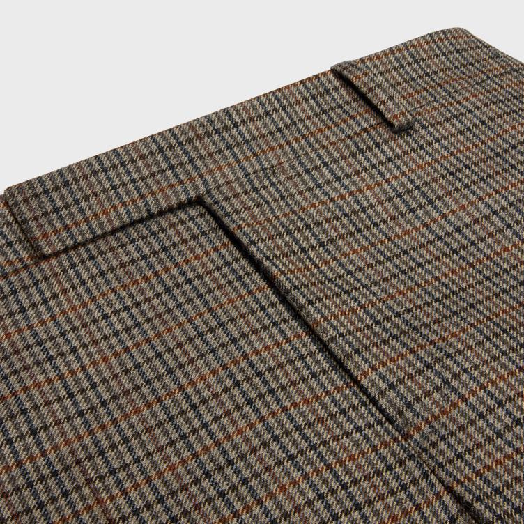 CELINE beige/blauw/cuivre Tommy-broek van geruite wol 4TLH8648