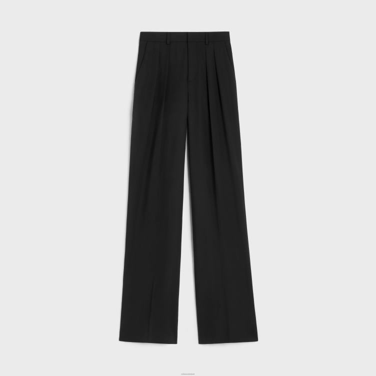 CELINE zwart dubbel geplooide tixiebroek van wol 4TLH8872