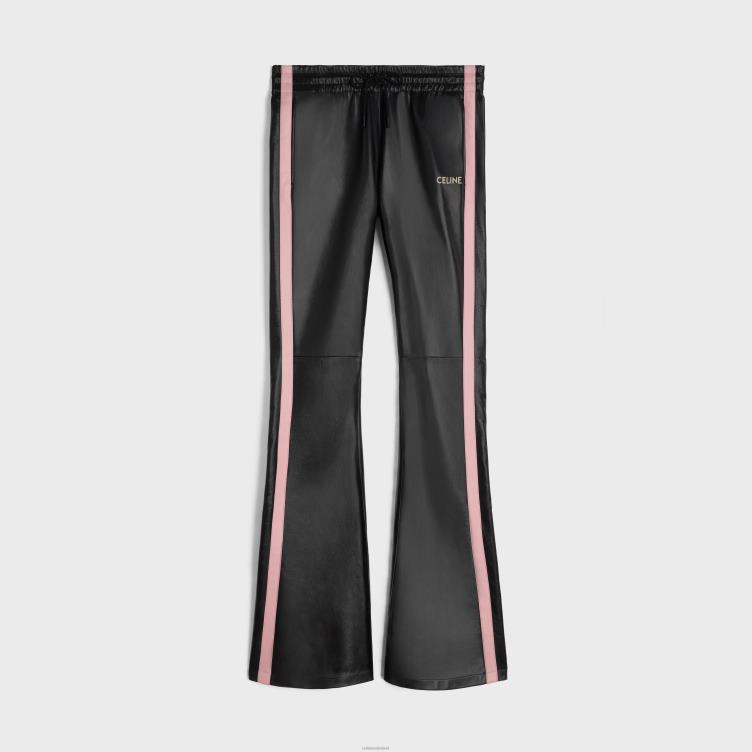 CELINE zwart/roze trainingsbroek van zacht lamsleer 4TLH8559