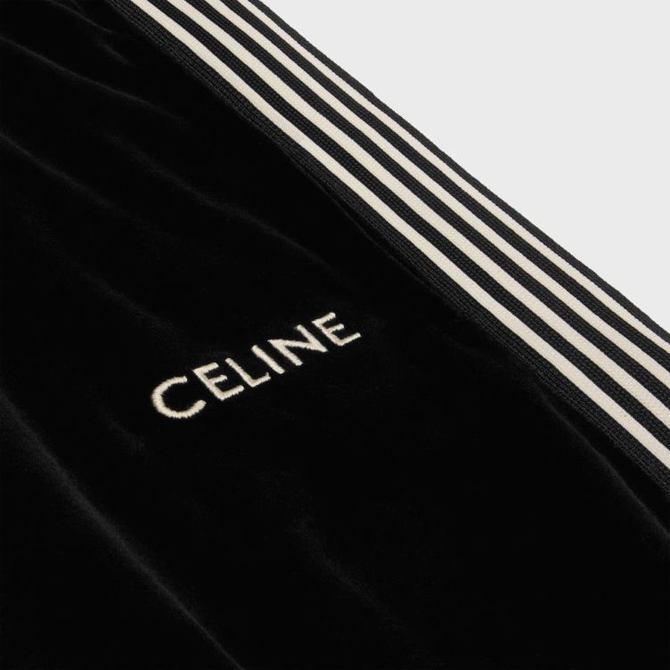 CELINE zwart wit trainingsbroek van fluwelen jersey 4TLH8601