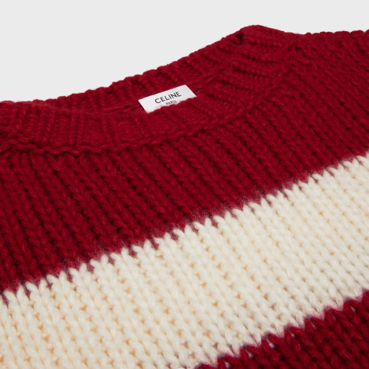 CELINE ecru/rood Trui met ronde hals van wol, kasjmier en zijde 4TLH8748