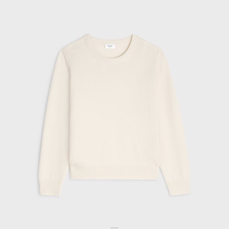 CELINE gebroken wit Trui met ronde hals van historisch kasjmier 4TLH8755