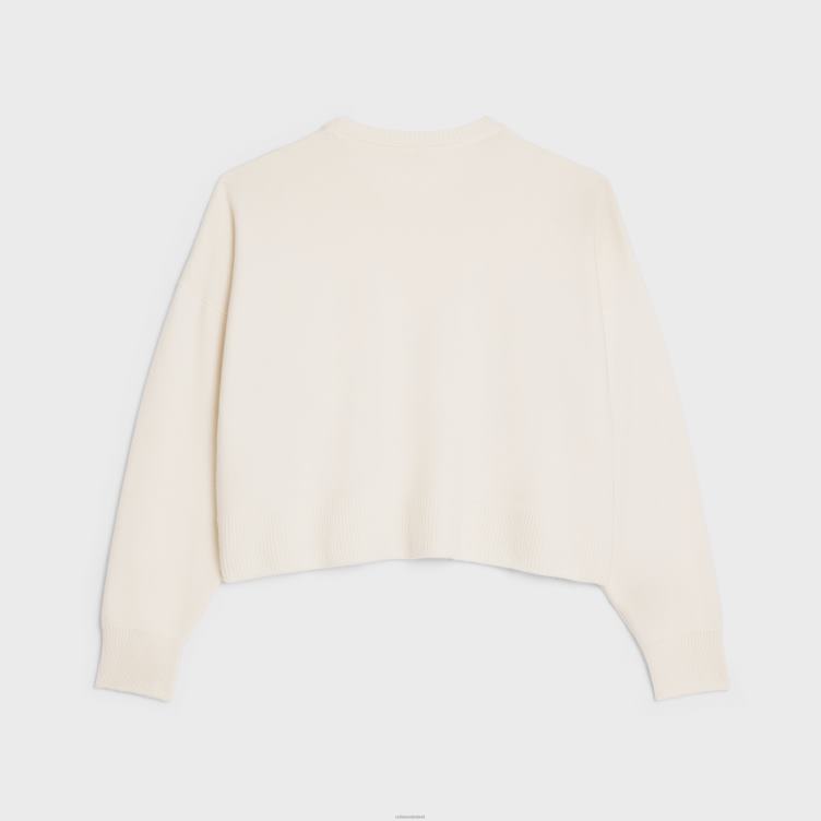 CELINE gebroken wit triomphe cropped trui van erfgoed kasjmier 4TLH8754