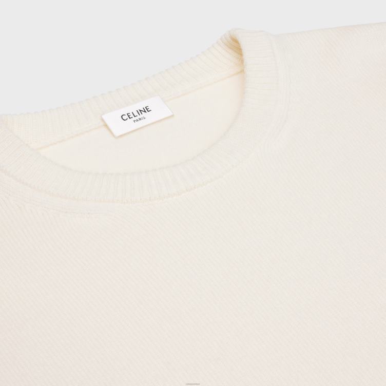 CELINE gebroken wit triomphe cropped trui van erfgoed kasjmier 4TLH8754