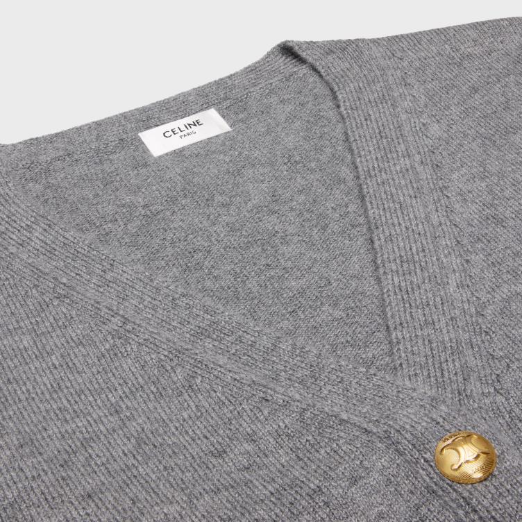 CELINE grijs vest met gourmettes in erfgoed kasjmier 4TLH8614