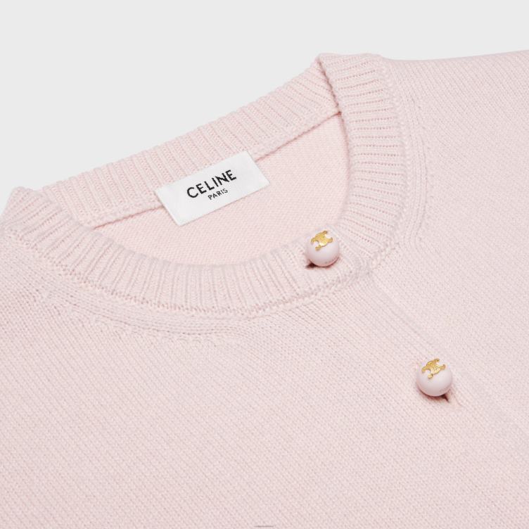 CELINE lichtroze cropped vest van erfgoedkasjmier 4TLH8770