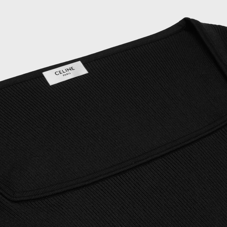 CELINE zwart Top met vierkante kraag van zijde en katoen 4TLH8747