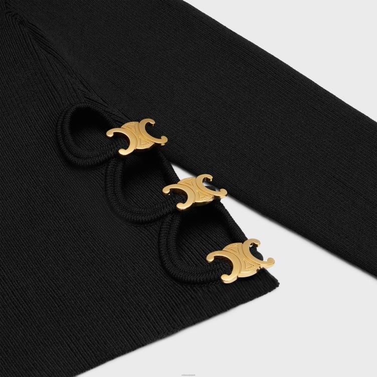 CELINE zwart Top met vierkante kraag van zijde en katoen 4TLH8747