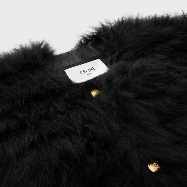 CELINE zwart geborduurd vest van geitenkasjmier 4TLH8620