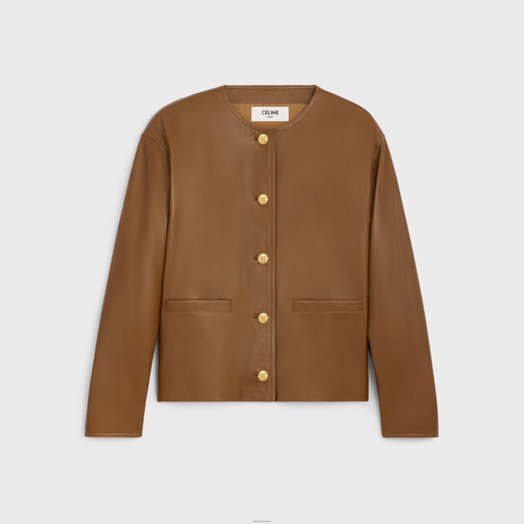 CELINE beige jasje met pure kraag van zacht lamsleer 4TLH8624