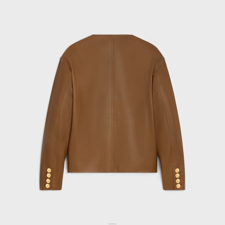 CELINE beige jasje met pure kraag van zacht lamsleer 4TLH8624