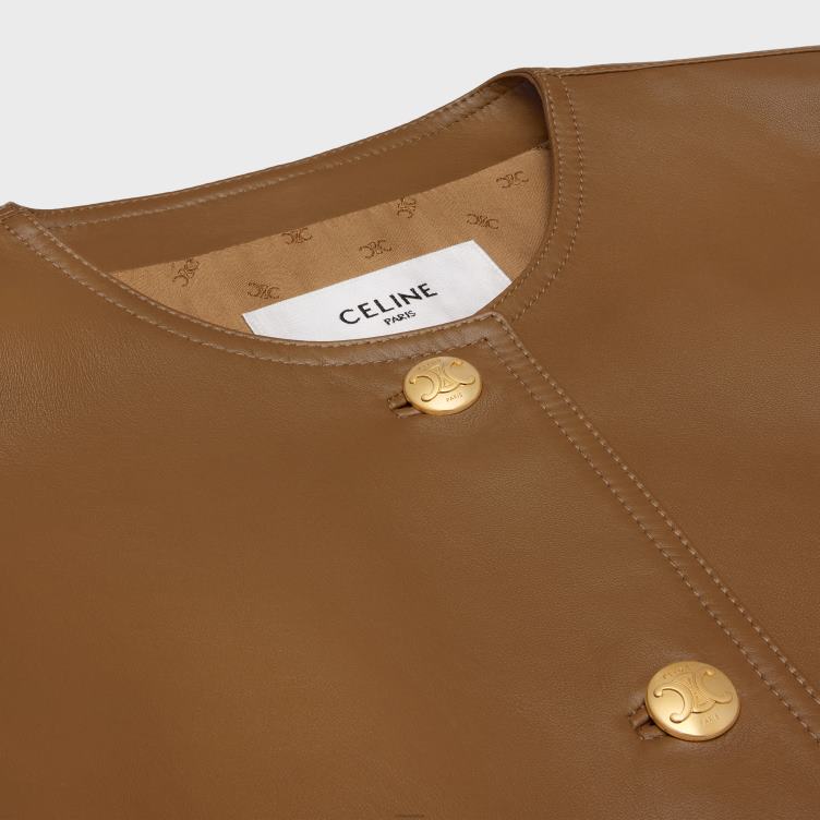 CELINE beige jasje met pure kraag van zacht lamsleer 4TLH8624