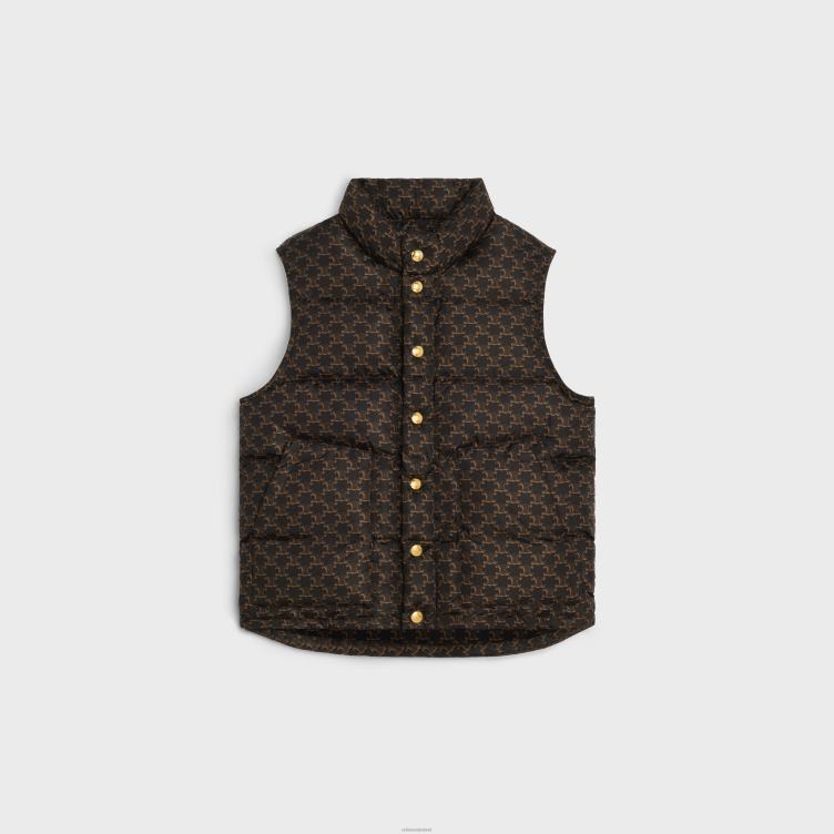 CELINE beige/zwart gewatteerd vest van monogram nylon 4TLH8706