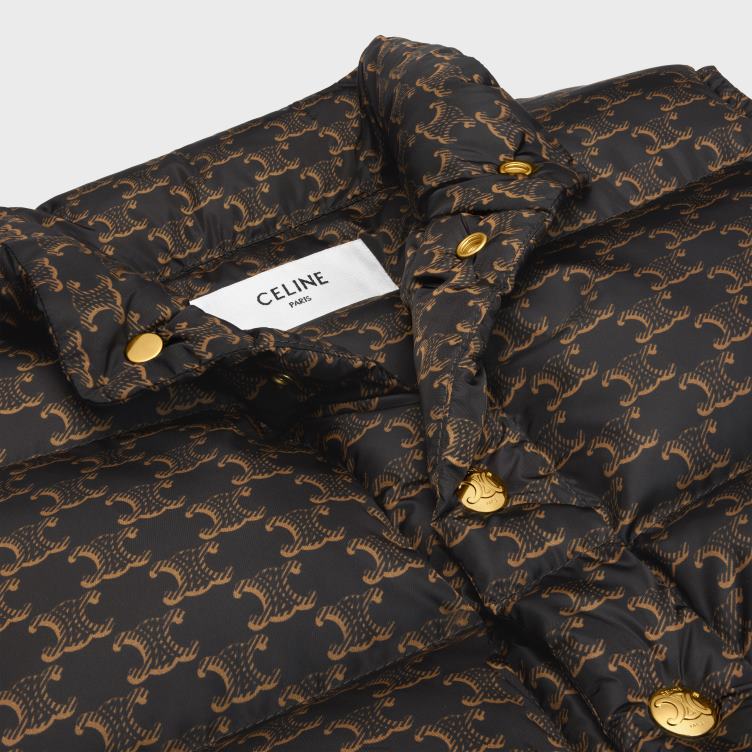 CELINE beige/zwart gewatteerd vest van monogram nylon 4TLH8706