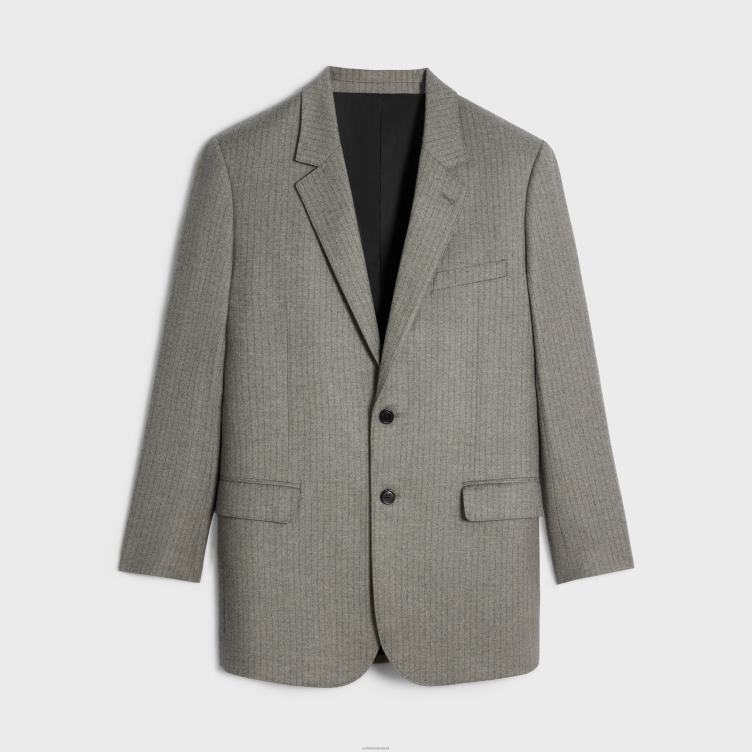 CELINE beton/antraciet Tommy-jasje van gestreept flanel 4TLH8574